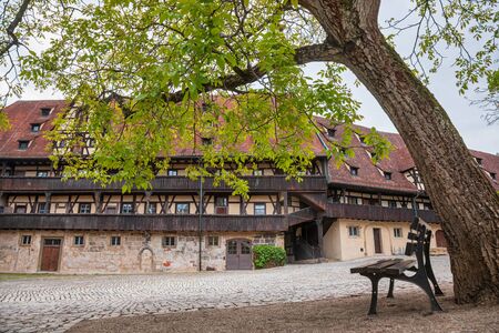 Romantic Alte Hofhaltung (Old courtyard), a former residence of the bishops now Historic museum, Bamberg Old Town, Bavaria, Germany, Europe. Bamberg is one of most popular travel destinations in Germany.のeditorial素材