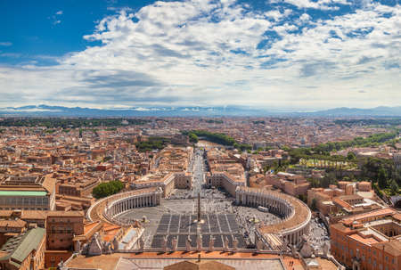 Aerial view of Rome historic center, one of the most popular travel destination in Italy, as seen from the Papal Basilica of Saint Peter in the Vatican (St Peter's Basilica)のeditorial素材