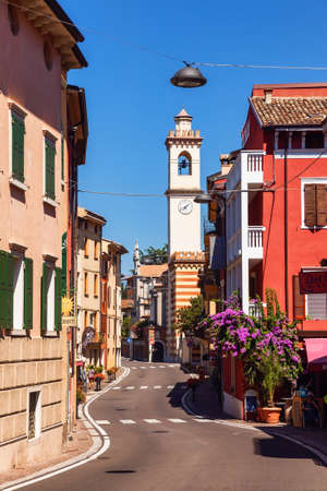 Brenzone sul Garda, Italy - Aug 8, 2016: Winding street of resort town on the eastern shore of Lake Garda, the largest lake in Italy and a popular holiday location on the edge of the Dolomitesのeditorial素材