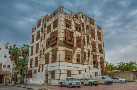 Old building in UNESCO world heritage historical village Al Balad, Jeddah - Saudi arabiaのeditorial素材
