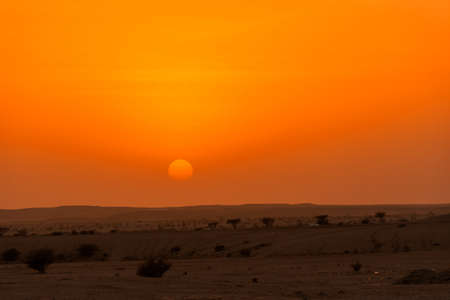 Sunset in desert, near Edge of the world, Mountains in Riyadh, Saudi arabiaの写真素材