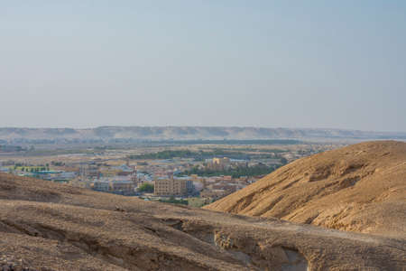 Al-Qarah mountain is a mesa that stands about 75 metres Al-Qarah village Al Hofuf, Saudi arabia.It has many caves with very cool air inside. Unlike many caves, these were formed by subaerial weathering rather than dissolution, and as a result have a highly distinctive shape.の写真素材