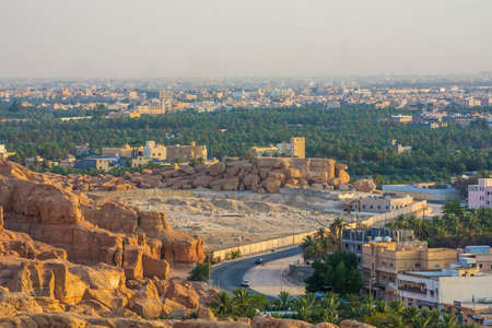 Al-Qarah village cityscape view from Al-Qarah mountain, Al Hofuf Saudi arabia