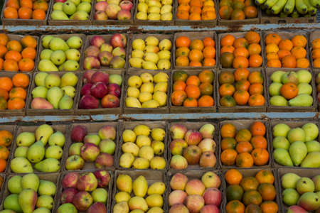 Fruits in a open shop at road sideの写真素材
