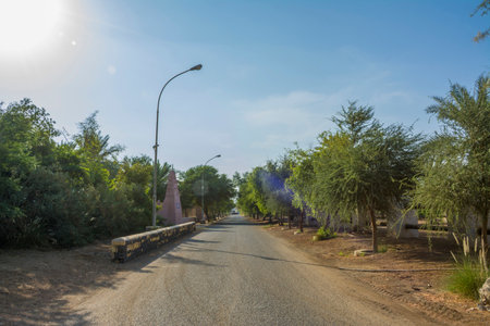Empty village roadwayの写真素材