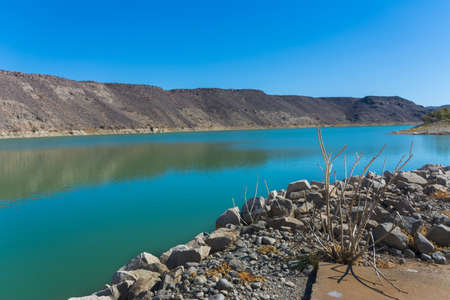 View of Wadi Murwani dam, Located in Al Khulais, Saudi arabiaの写真素材