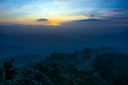 Beautiful mountain pass with sunset background, located in Al Taif, Saudi arabiaの写真素材