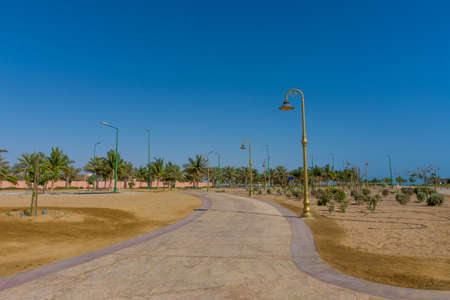 Waterfront park at sunset beach Yanbu, Saudi arabiaの写真素材