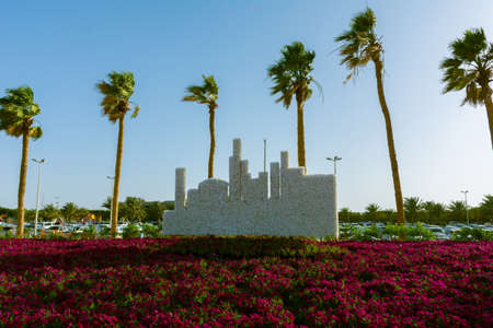 Flower carpet in Yanbu flower show, The Yanbu Flower Festival is one of the biggest festivals in Saudi Arabia. In the 2017 edition of it they managed to make the largest carpet of flowers/plantsのeditorial素材