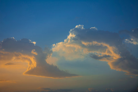 Sunrise with dramatic clouds and sun rays in countryside of Jeddah, Saudi arabia