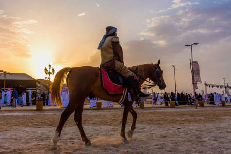 Arabian traditional cultural event. The display of ancient culture. This photo was taken from the yearly festival called Souk Okaz -2018, dated -29/06/2018. was held in Taif city of Saudi Arabia.のeditorial素材