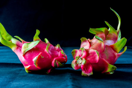 Dragon fruit, isolated with black backgroundの写真素材