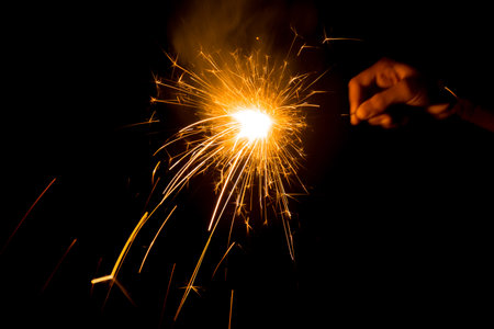 Vishu celebration with sparkler fireworksの写真素材
