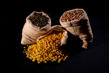 Mung bean, Moth bean, and Dal close up shotsの写真素材