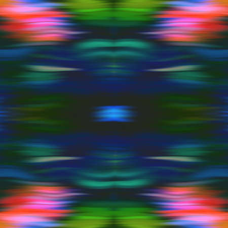 Optical tie dye kaleidoscope blur texture background. Seamless washed out symmetry ombre effect. 80s style retro geometric mirror pattern. High resolution funky beach wear fashion textileの写真素材