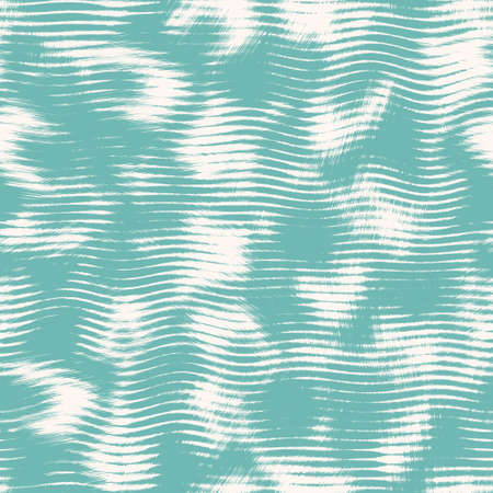 Aegean teal broken stripe seamless background with grunge wave texture. Summer coastal living style...