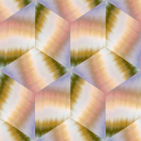 Diamond geometric grid texture background. Seamless washed out ombre effect. 60s style dye wash...