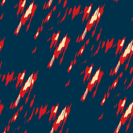 Mottled marine blue red yellow seamless texture. Modern retro swim wear fashion allover print. Memphis style masculine grunge abstract background. High quality jpg swatch.の写真素材