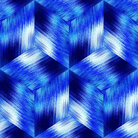 Diamond geometric grid texture background. Seamless washed out ombre effect. 60s style dye wash variegated triangle pattern. Modern retro ink repeat. High resolution beach wear fashion textileの写真素材