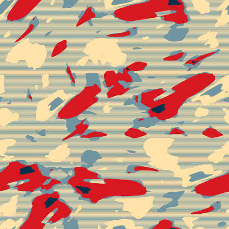 Fun yellow blue red abstract seamless texture. Modern retro swim wear fashion all over print. Coastal living cushion cover design or beach cottage fabric background. High quality jpg batik swatch.の写真素材