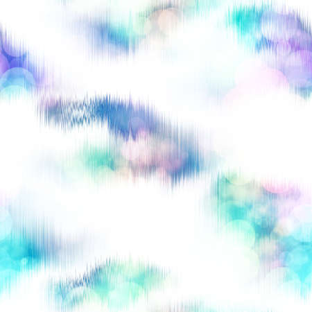 Seamless seventies tie dye stripe bokeh texture. Hippie summer wavy striped repeat background with ink dyed effect.の写真素材