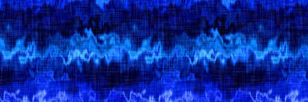 Aegean teal mottled border strip linen texture background. Summer coastal living style home decor fabric effect. Sea green wash grunge edge material. Decorative textile seamless pattern banner.の写真素材