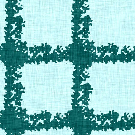 Aegean teal mottled rustic circle linen texture background. Summer dotted coastal living style....