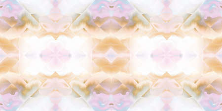 Geometric pastel summer tie dye batik stripe border pattern. Seamless shibori space dyed striped...