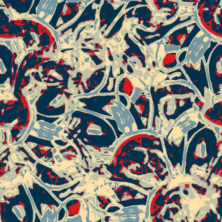 Classic marine blue red yellow seamless texture. Modern retro swim wear fashion allover print....