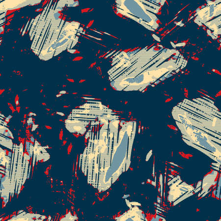Classic marine blue red yellow seamless texture. Modern retro swim wear fashion allover print. Memphis style masculine grunge abstract background. High quality jpg swatch.の写真素材