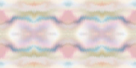 Geometric pastel summer tie dye batik stripe border pattern. Seamless shibori space dyed striped effect pretty trim edging. Washed out boho beach wear ribbon endless tape.の写真素材
