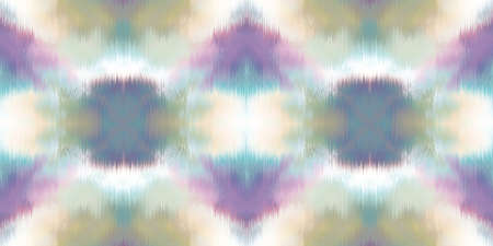 Geometric pastel summer tie dye batik stripe border pattern. Seamless shibori space dyed striped...