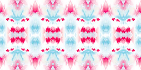 Geometric summer ombre tie dye batik stripe border pattern. Seamless shibori space dyed striped...