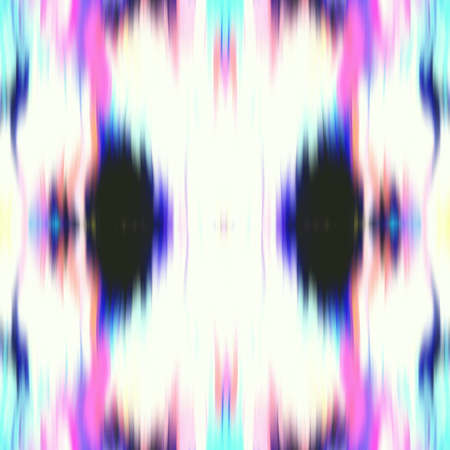 Optical kaleidoscope blur texture background. Seamless washed out symmetry ombre effect. 80s style retro geometric mirror pattern. High resolution beach wear fashion textileの写真素材