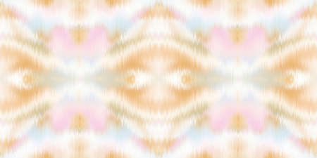 Geometric pastel summer tie dye batik stripe border pattern. Seamless shibori space dyed striped effect pretty trim edging. Washed out boho beach wear ribbon endless tape.の写真素材