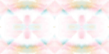 Geometric pastel summer tie dye batik stripe border pattern. Seamless shibori space dyed striped...