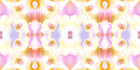 Geometric pastel summer tie dye batik stripe border pattern. Seamless shibori space dyed striped effect pretty trim edging. Washed out boho beach wear ribbon endless tape.の写真素材