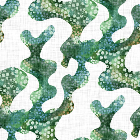 Whimsical under the sea seaweed kelp pattern. Childish screen block print effect. Playful tropical summer scuba beach vacation background. Cute cartoon scandi underwater plant riso seamless design.の写真素材