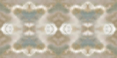 Geometric pastel summer tie dye batik stripe border pattern. Seamless shibori space dyed striped...