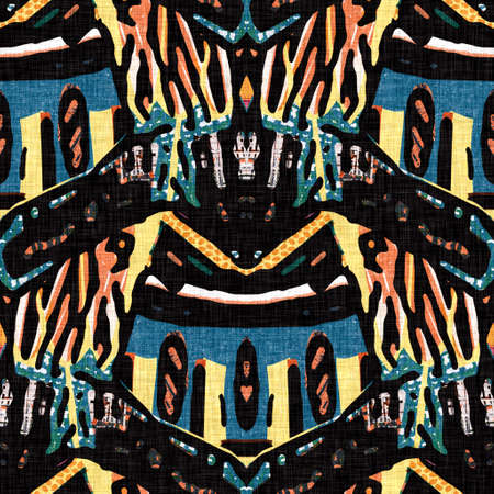 Colorful retro kaleidoscope sixties style pattern. Modern vintage fabric textile background. Fun...