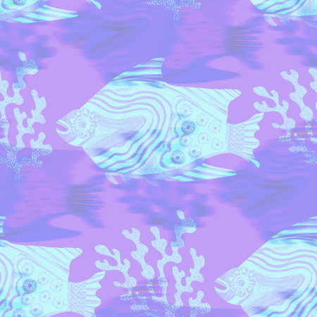 Ultraviolet iridescent fish pattern background. Modern digital lavender peri purple under the sea...