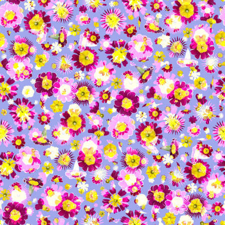 Colorful retro watercolor floral sixties style seamless pattern. Modern fun vintage doodle flower...