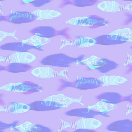 Ultraviolet iridescent fish pattern background. Modern digital lavender peri purple under the sea...