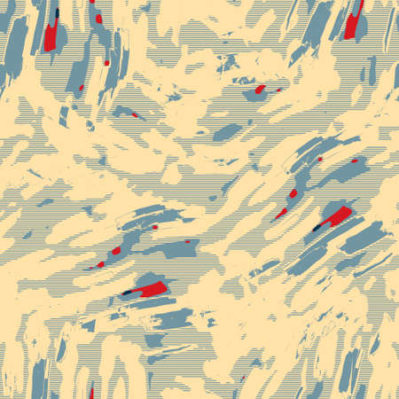 Fun yellow blue red abstract seamless texture. Modern retro swim wear fashion all over print....
