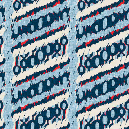 Indigo blue vertical broken stripes nautical seamless pattern. Modern marin line striped sailor...