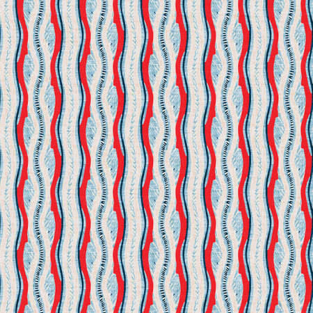 Indigo blue vertical broken stripes nautical seamless pattern. Modern marin line striped sailor...