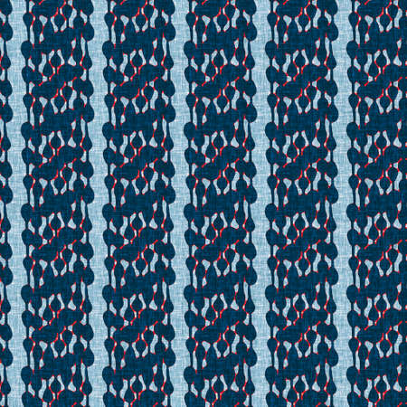 Indigo blue vertical broken stripes nautical seamless pattern. Modern marin line striped sailor...