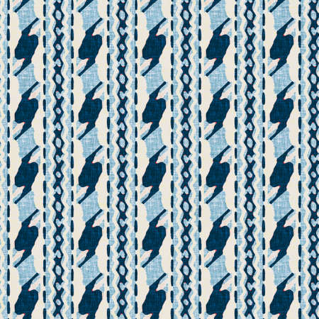 Indigo blue vertical broken stripes nautical seamless pattern. Modern marin line striped sailor...