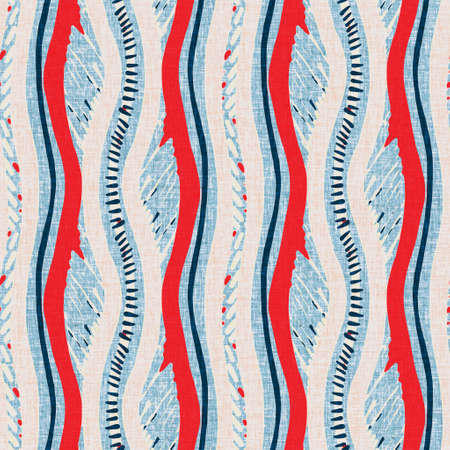Indigo blue vertical broken stripes nautical seamless pattern. Modern marin line striped sailor...