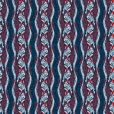 Indigo blue vertical broken stripes nautical seamless pattern. Modern marin line striped sailor...